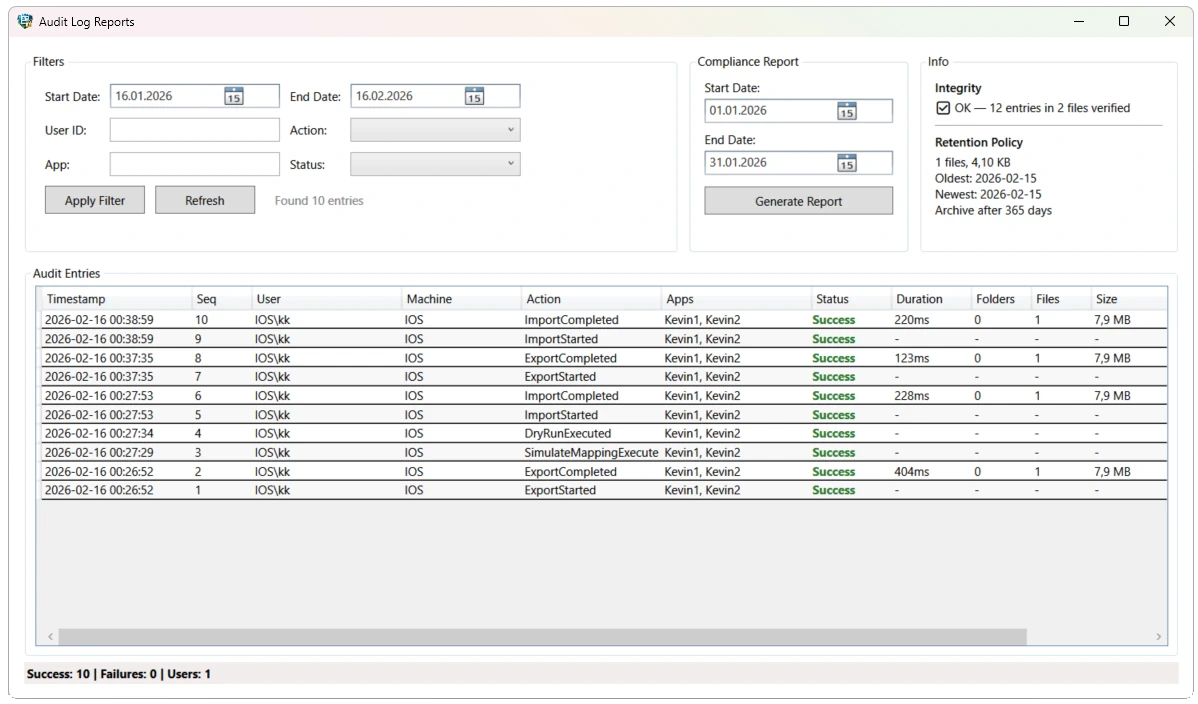 AppProfileSafe Audit Log Viewer